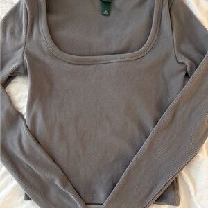 Wild Fable Gray Ribbed Top